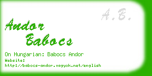 andor babocs business card